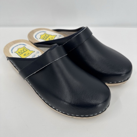 AM-Toffeln Swedish Style Clogs in Navy (100) Wooden Footbed 42 11 W 9 M New - Picture 10 of 11